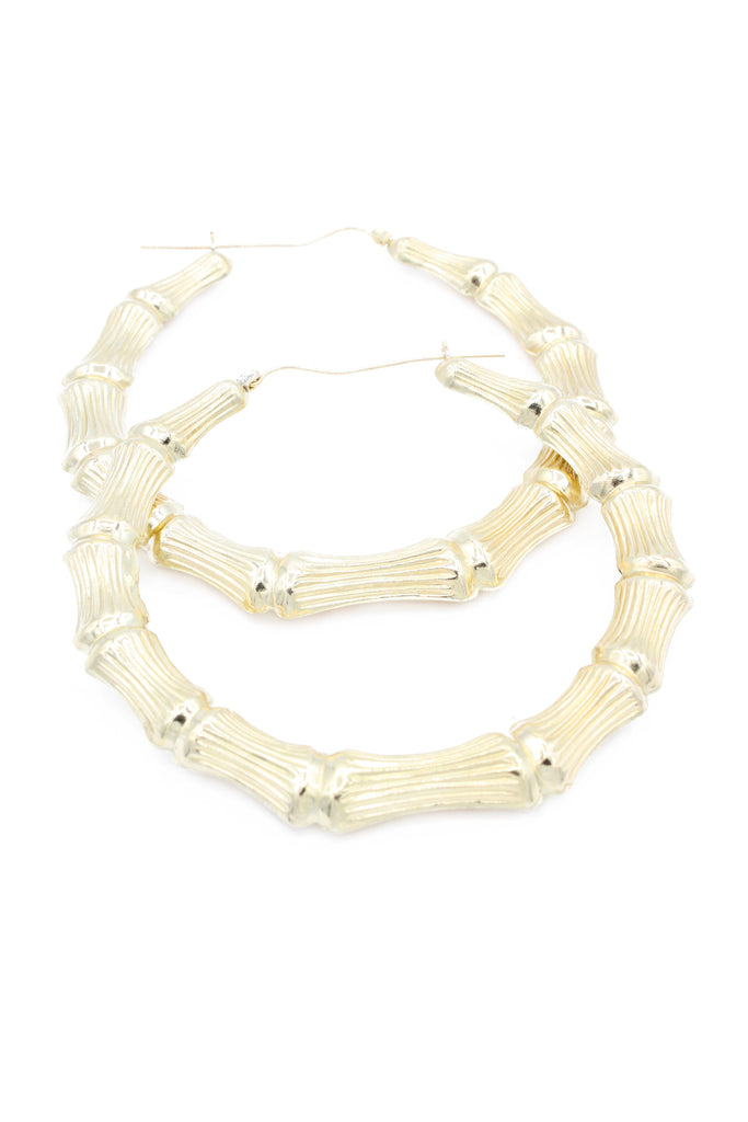 *NEW* 14k Bamboo Hoops (3” Inches)-JTJ™ - Javierthejeweler