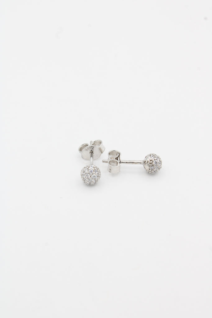 *NEW* 14K White Earrings Stud Round (4.5 MM) JTJ™ - Javierthejeweler